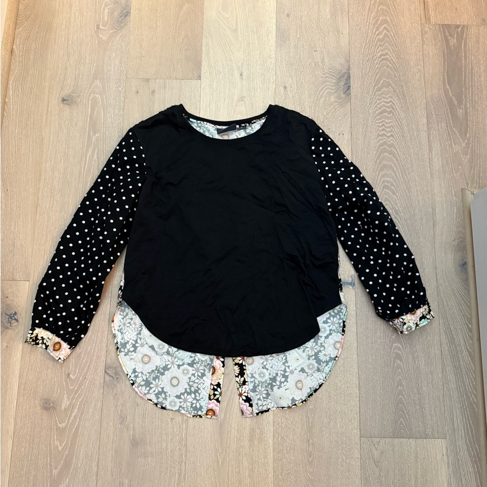 NWT Maeve Black Polka Dot Top
